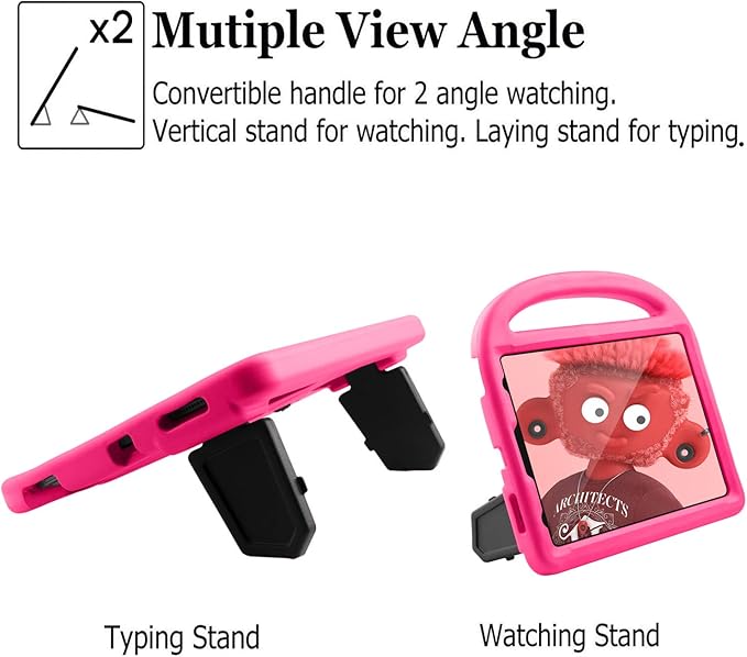 Kids Case for iPad Pro 11-inch 4th/3rd/2nd Generation(2020-2022), Techcircle Child Shockproof EVA Protective Handle Stand Case for iPad Air 5/Air 4 10.9", Support Pencil Charging, Pink