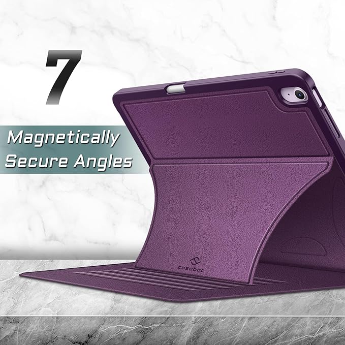 Fintie Magnetic Stand Case for iPad Air 13-inch M4/M3/M2 (2026/2025/2024) - Multiple Angles Shockproof Rugged Soft TPU Cover with Pencil Holder, Auto Sleep/Wake, Purple