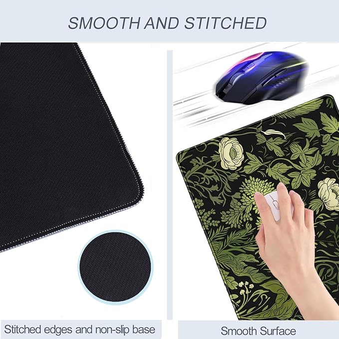 Floral Green Leaves Plant Pad Matt for Desktop Large Gaming Mousepad XXL Full Desk Mouse Pad Computer Keyboard Mat Deskmat Aesthetic Office Decor 31.5 X 15.7 Inch