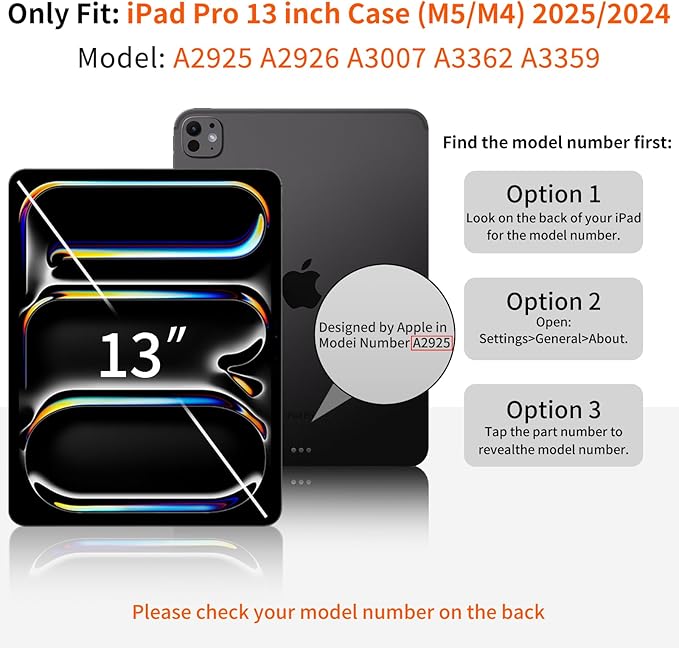 for iPad Pro 13 Inch Case (M5/M4) 2025/2024, Detachable Powerful Magnetic Attachment, Multiple Folding Stand, Slim Rebound Protection Cover, Auto Sleep/Wake, Gray