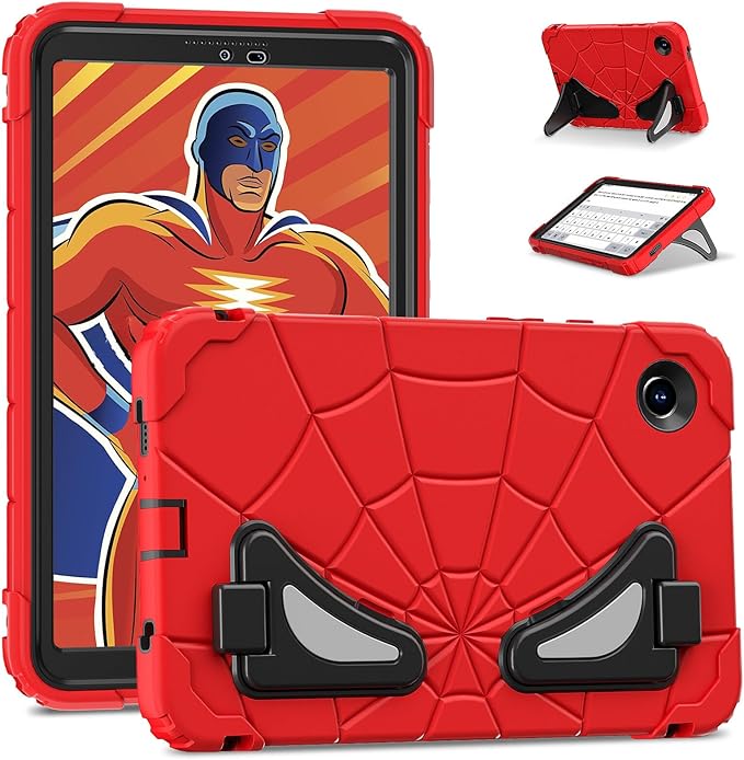 AKABEILA Compatible with Samsung Galaxy Tab A9 8.7 inch(SM-X115N)(2023) Tablet Case，Lightweight Shockproof Rugged Protective Cover with Kickstand for Kids Children Boys Babies Red Black