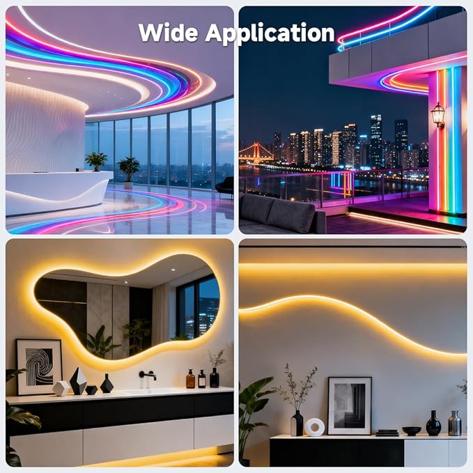 BTF-LIGHTING Silicone LED Channel System 9.8Ft Flexible Milky White Cover DIY Spotless Tube for ≤18mm Width LED Strip,Neon Rope Light Channel Diffuser, for Kitchen Cabinet, Room, Patio(No LED Strip)