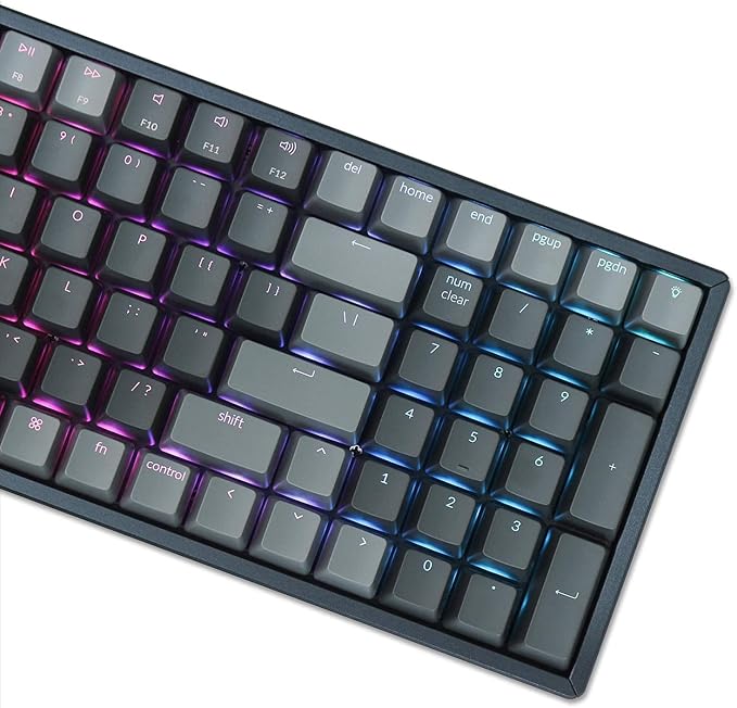 Keychron K4 Bluetooth Wireless Mechanical Keyboard RGB LED Backlit, Hot-swappable Compact 100 Keys USB Wired Computer Gaming Keyboard Aluminum Frame for Mac Windows, Gateron Brown Switch