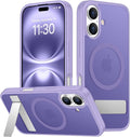 SPIDERCASE Magnetic for iPhone 16 Case,with [3 Stand Ways] [Military Grade Drop Protection] with Invisible Stand Shockproof Slim Phone Case for iPhone 16 6.1'',Light Purple