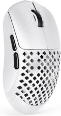 MAMBASNAKE M2 Carbon Fiber Wireless Gaming Mouse,PAW3395PRO 40K DPI Optical Sensor, BT/2.5Ghz/Wired Computer Mice for PC/Mac-White&Griptape