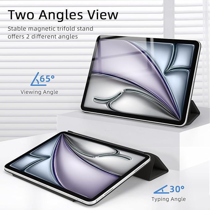 for iPad Air 13 inch M4/M3/M2 Case (2026/2025/2024,Model A3268/A3269/A3271), Auto Sleep/Wake and Magnetic Closure, Slim Trifold Stand Case, PU Leather Cover, Support Apple Pencil Pro, Black