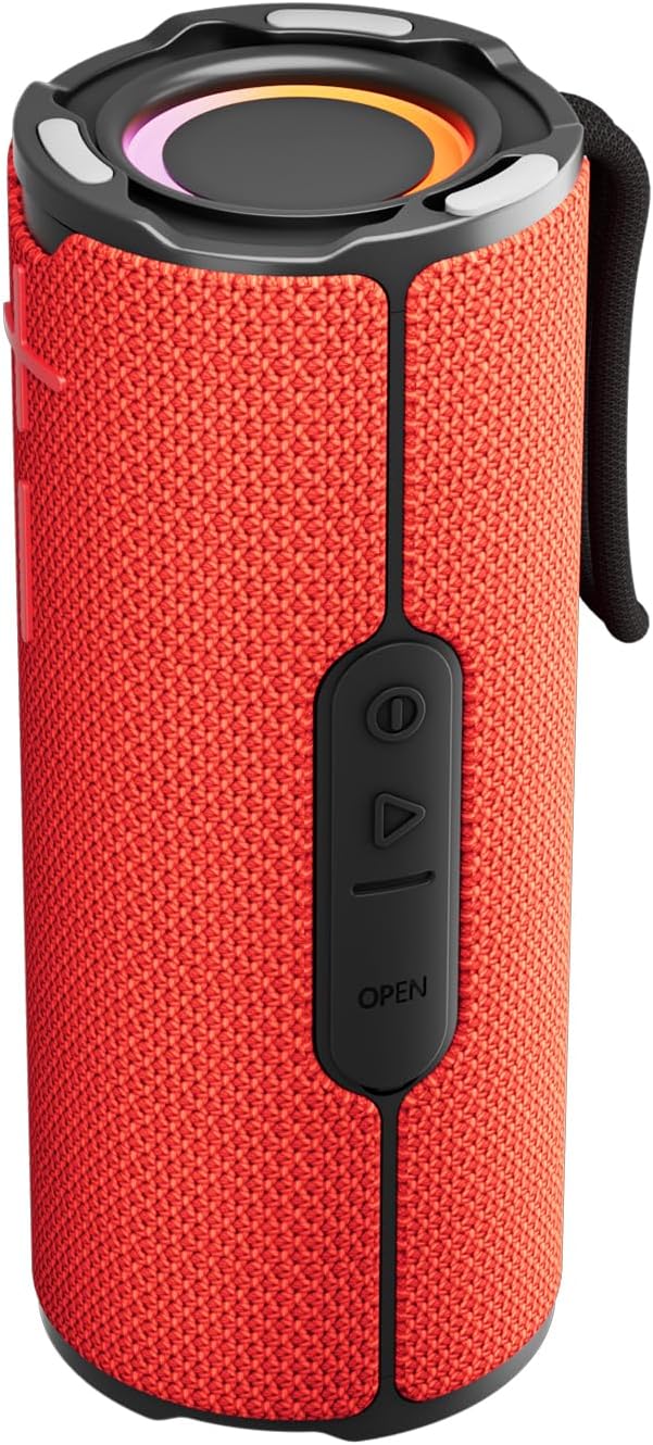 BYANDBY Bluetooth Speaker with IPX5 Waterproof 2 Portable, Long Playtime, Wireless Stereo Pairing, 12W Stereo Sound, BT 5.3, Bassup, Electronics for Home, Shower, Outdoors, Travel(Red)