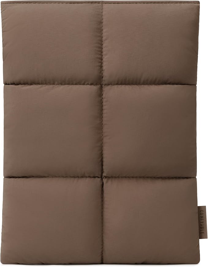 Comfyable Puffy 9-11 Inch Tablet Sleeve Compatible for 11 Inch iPad Pro M5, iPad Air M4 2026 with Magic Keyboard, Quilted Puffer Vertical Tablet Carrying Case for Women Men, Mocha Brown