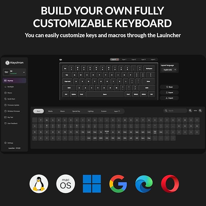 Keychron Q4 Wired Custom Mechanical Keyboard, QMK/VIA Programmable Macro, Full Aluminum, Hot-Swappable Gateron G Pro Brown Switch, 60% Layout Double Gasket Compatible with Mac and Windows - White