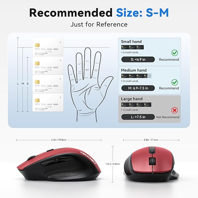 TECKNET Wireless Mouse for Laptop, Silent Mouse Quiet Click, Computer Mice Wireless, 6 Adjustable 4000 DPI Computer Mice
