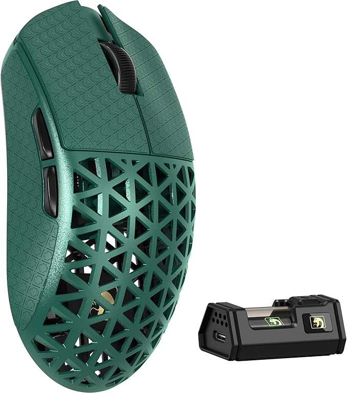 MAMBASNAKE M5 Ultra Carbon Fiber 8KHz Wireless Gaming Mouse,PAW3950MAX Sensor 42K DPI,39g Superlight Tri-Mode 2.4GHz/BT/Wired Computer Mice,Web Driver Support,for Win/Mac/FPS/MOBA/Esports-Green (B)