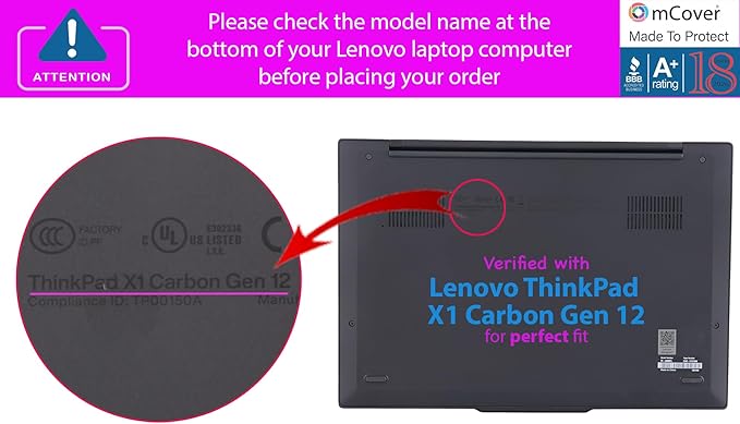 mCover Hard Case ONLY Compatible for 2024-2025 14" Lenovo ThinkPad X1 Carbon Gen 12 Windows Notebook PC (with 180-degree Hinge, NOT Fitting Any Other Lenovo Models) - Red