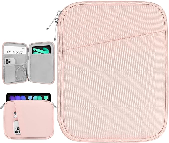 Dadanism 8-9 Inch Tablet Sleeve Bag Carrying Case for iPad mini 7th/6th 8.3", iPad mini 7.9", Galaxy Tab A7 Lite/A9 8.7", ‎Remarkable Paper Pro Move 7.3" 2025, Tab M8 8", Tab M9 9", Pink