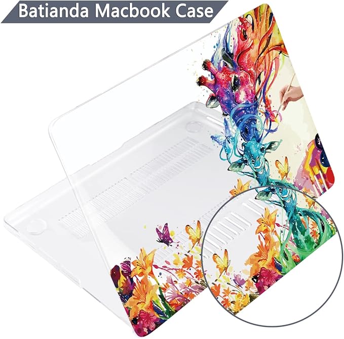 Batianda Premium Case for New MacBook Air 15 inch with M5 M4 M3 M2 Chip 2026 2025 2024 2023 Release, Designed Ultra-Slim Hardshell & Keyboard Cover & Screen Protector 4-in-1 Bundle, Colorful Deer