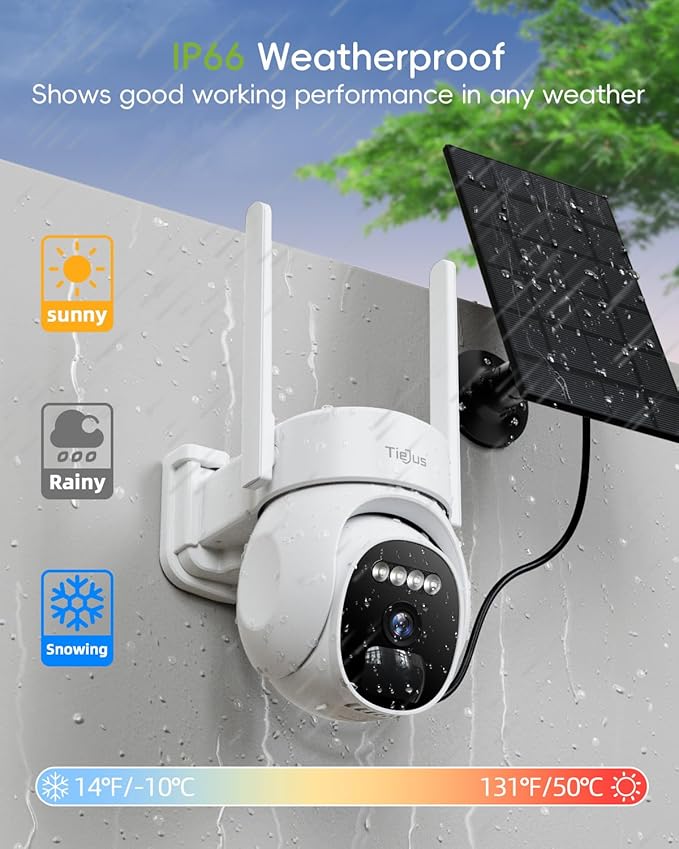 2.4G/5G Solar Security Cameras Wireless Outdoor, 2K Camera for Home Security, Auto Tracking, 360° PTZ/Color Night Vision/2Way Talk/Compatible with Alexa/IP66 Waterproof