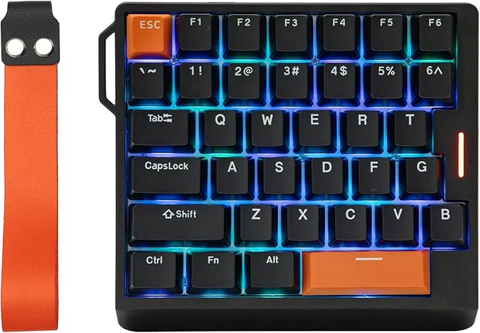 EPOMAKER HE30 One-Handed Hall Effect Keyboard, 8K Polling & 0.125ms, SOCD & Snap Key, Adjustable Trigger, PBT Keycap, RGB, Custom Software, Wired Gaming Keyboard for PC/Gamer (Black Orange)