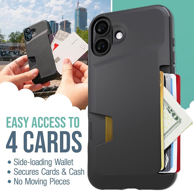 Smartish® iPhone 16 Plus Wallet Case - Wallet Slayer Vol. 1 [Slim + Protective] Credit Card Holder - Drop Tested Hidden Credit Card Slot Cover for Apple iPhone 16 Plus - Custom Prints