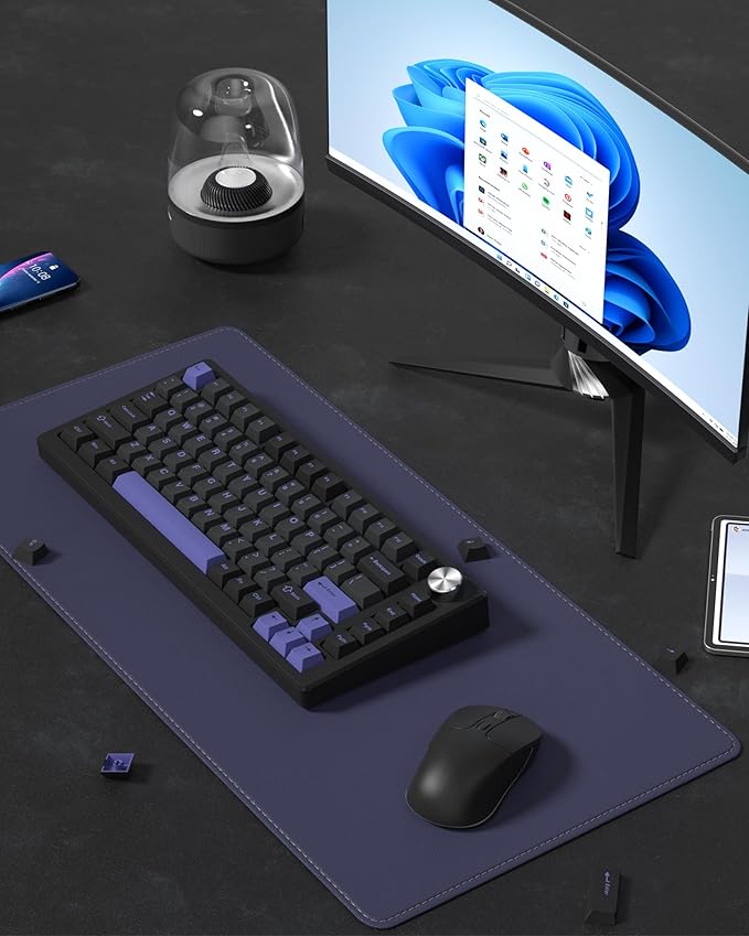 Womier Double Shot PBT Keycaps Set 138 Keys, Cherry Profile Custom Keycaps 60 65 75 100 Percent for 61/64/68/84/87/100/104/108 Retro Gaming Mechanical Keyboard, Black Purple