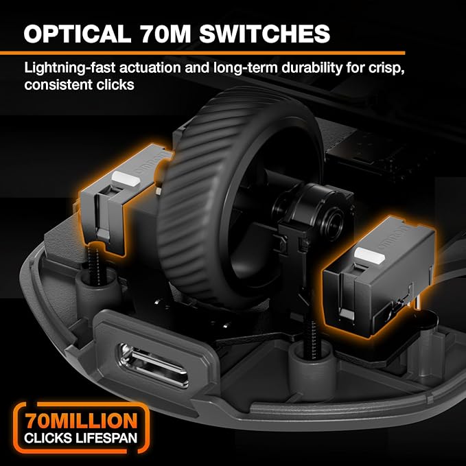 be quiet! Dark Perk Sym PC Gaming Mouse, 55g Lightweight, Ultra-Long Wireless Battery Life, 8,000Hz Polling Rate, PixArt PAW3950 Sensor, 32,000 DPI, Optical 70m switches, 100% PTFE Glide Skates