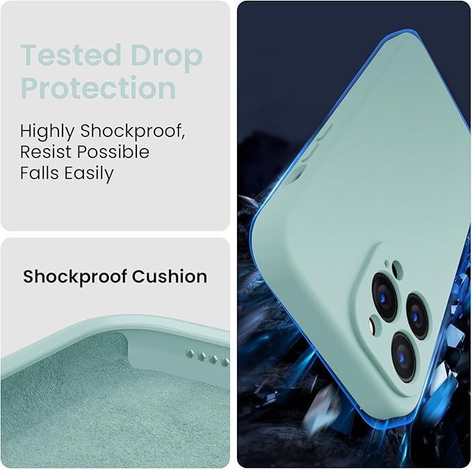 FireNova Designed for iPhone 14 Pro Case, Silicone Upgraded [Camera Protection] Phone Case, Soft Anti-Scratch Microfiber Lining Inside, 6.1 inch, Mint Green