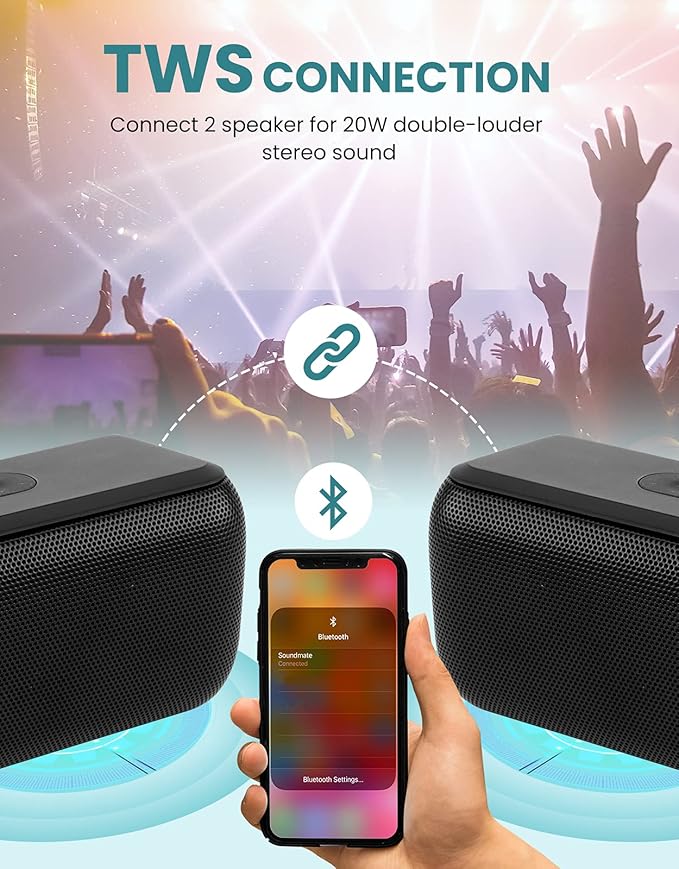 LENRUE Bluetooth Speaker,Wireless Portable Speakers with TWS, 12H Playtime, Clear Sound for Home,Travel and Outdoor,Handfree Calls Compatible with for iPhone, Samsung Android and More