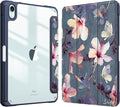 Fintie Hybrid Slim Case for iPad Mini 7 (A17 Pro, 7th Generation) 2024 / iPad Mini 6 (6th Gen) 8.3 Inch, [Built-in Pencil Holder] Shockproof Cover Clear Transparent Back Shell, Hibiscus