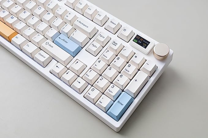 NJ98 Wireless Custom Mechanical Keyboard with Screen Knob 96% Hot Swappable RGB Keyboard Mac Windows (Dark, Barss Plate - Box Taro Ice Cream Pro)