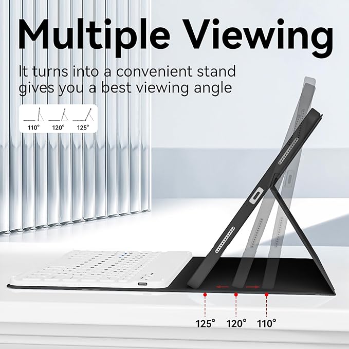 Keyboard Case for iPad Pro 11 Inch 4th Generation/Pro 3rd Gen/Pro 2nd Gen with Pencil Holder, Folio Detachable Wireless Bluetooth Keyboard & Flip Stand Case for iPad Pro 11 Inch, Black