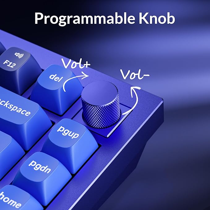 Keychron Q1 RGB Wired Custom Mechanical Keyboard Knob Version, 75% Layout QMK/VIA Programmable with Hot-swappable Gateron G Pro Blue Switch Double Gasket Compatible with Mac Windows Linux (Blue)