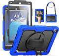 SEYMAC for iPad Air 3/ Pro 10.5 inch Case, Heavy Duty Full-Body Shockproof Protective Case with Screen Protector, 360° Rotating Stand, Hand/Shoulder Strap for iPad Air 3rd Gen, Blue