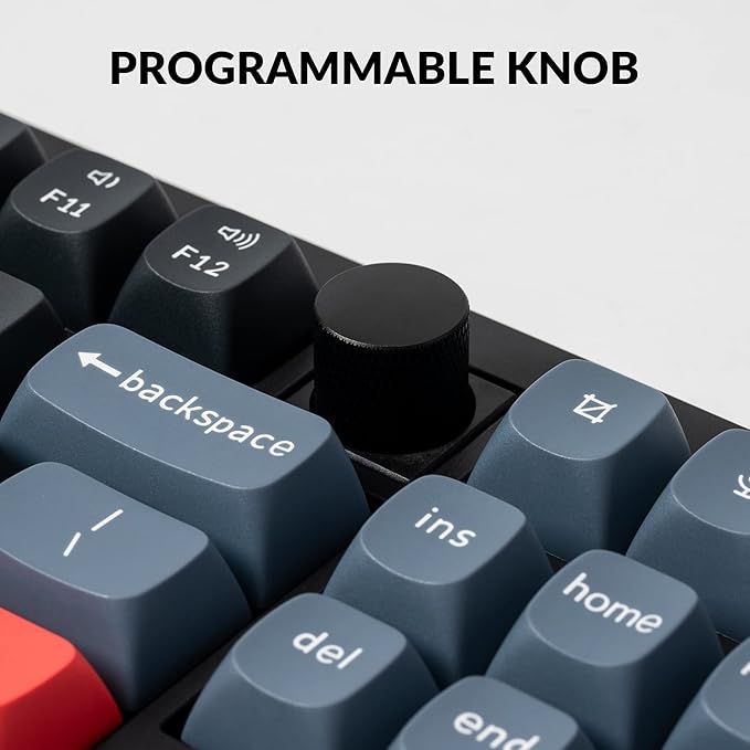 Keychron V3 Wired Custom Mechanical Keyboard Knob Version, TKL QMK/VIA Programmable Macro with Hot-swappable Keychron K Pro Red Switch Compatible with Mac Windows Linux Carbon Black (Non-Transparent)