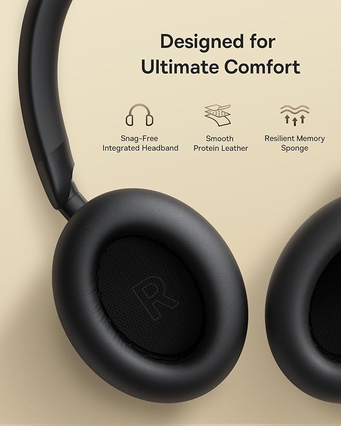 Baseus Bowie MH1 Adaptive Active Noise Cancelling Headphones, Real-Time Adaptive Hybrid ANC, SuperBass 2.0, LDAC Hi-Res Sound, 80H Playtime, Comfortable Fit, Clear Calls, Bluetooth 6.0 -Cosmic Black
