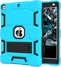 CCMAO Case for iPad 9th Generation, iPad 8th/7th Generation Case (10.2 Inch, 2021/2020/2019) with Kickstand, Heavy Duty Shockproof Hard Hybrid Three Layer Protective Cover, Blue+Black