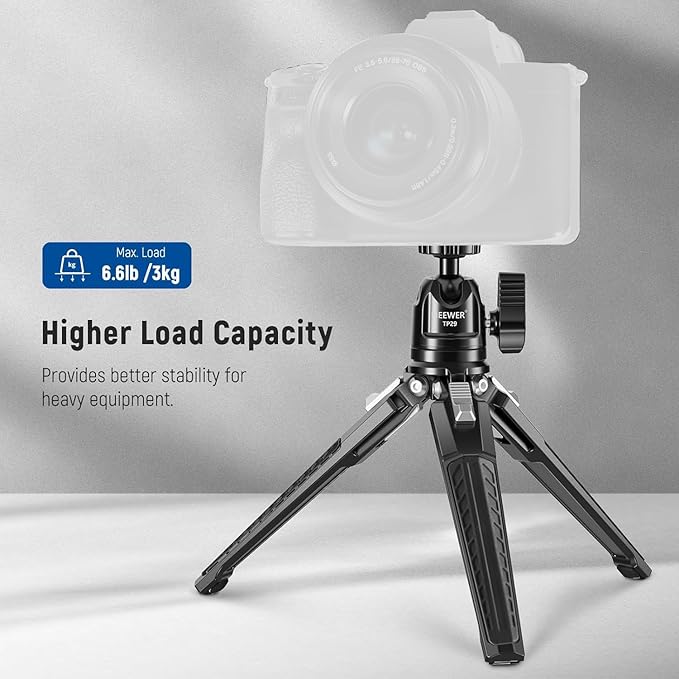 NEEWER HB60B 60W Mini LED Video Light with 50Wh Battery/100W PD Fast Charging APP/2.4G Control/NFC + TP29 Mini Metal Table Tripod with 360° Ball Head for Camera Mobile Phone Action Cam