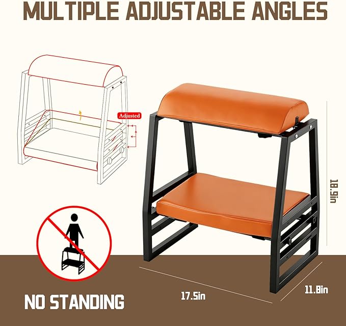 Adjustable Double Step Footrest Under Desk,9-Angle Double Step Foot Stool for Office & Home, Ergonomic Foot Support with Non-Slip Pads- Orange