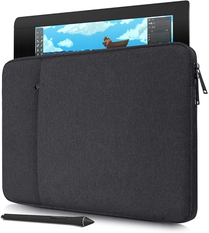 Portable Drawing Tablet Sleeve Carrying Case for HUION KAMVAS 13/ Inspiroy 2 Large/H1060P/H950P, XP-Pen Deco 01 V3, Black