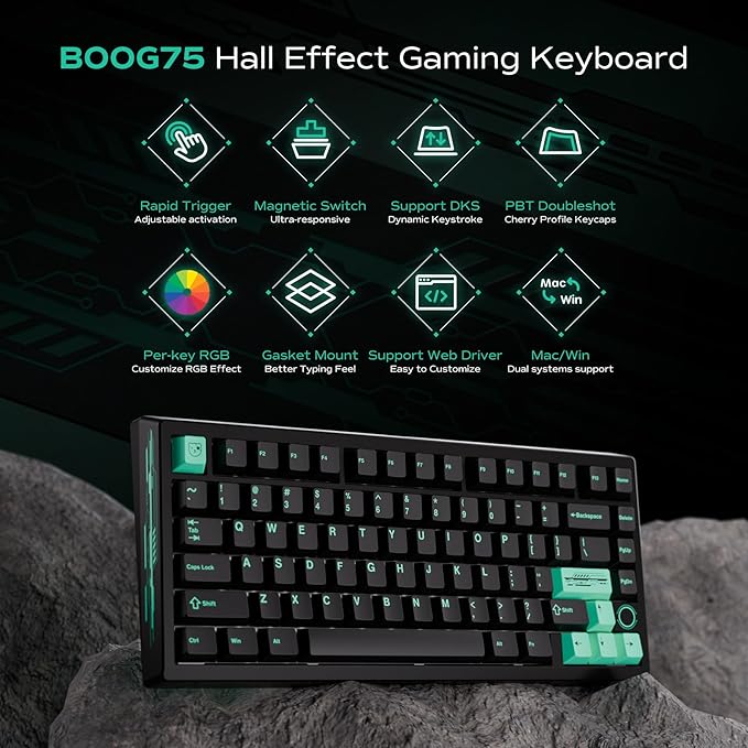 MELETRIX Chilkey BOOG75 Mechanical Keyboard, 81 Keys 75% Wired Gaming Keyboard with Magnetic Hall Sensor Keyboard Switches, Full Aluminum Case, RGB, Hot Swappable, IP54, Cherry Keycap Profile, PC/Mac