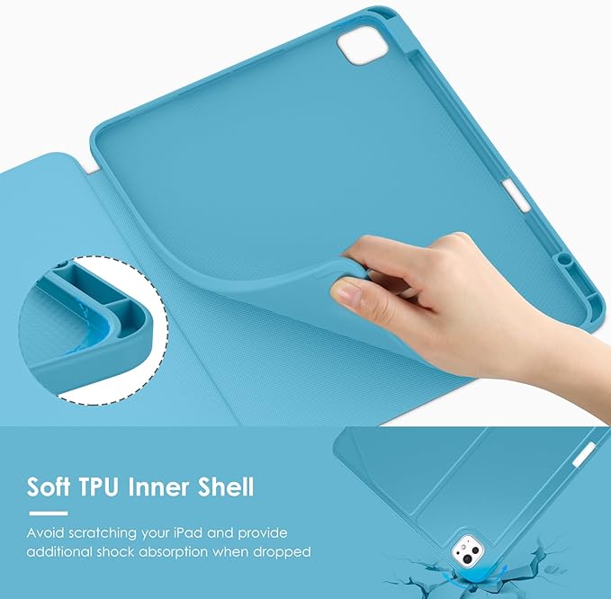 VIKESI Case for iPad iPad Pro 13-inch M5 or M4 Released in 2025 or 2024,Multiple Angles Magnetic Stand Cover,Shockproof Soft Back,Pencil Holder,and Auto Sleep/Wake,Sky Blue
