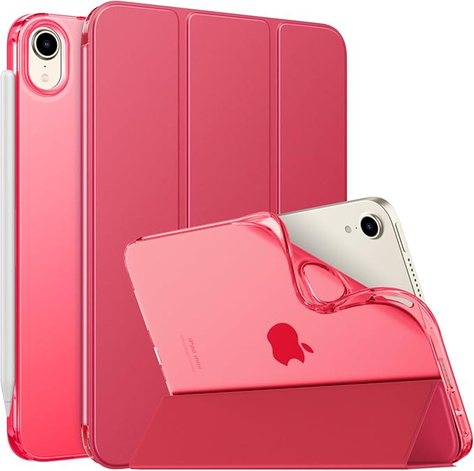 MoKo Case Fit New iPad mini 7 (A17 Pro) 2024, iPad mini 6th Generation Case 2021 (8.3-inch), iPad mini 6 Case, Soft TPU Translucent Frosted Back Cover Case for iPad mini 7th, Magenta