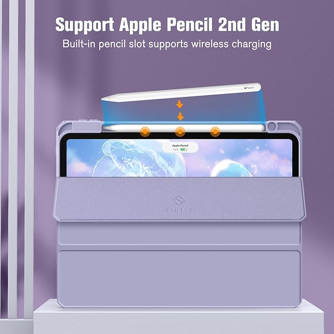 Fintie Hybrid Slim Case for iPad Pro 11-inch (4th / 3rd Generation) 2022/2021 - [Built-in Pencil Holder] Shockproof Cover w/Clear Transparent Back Shell, Also Fit iPad Pro 11" 2nd Gen, Lilac Purple