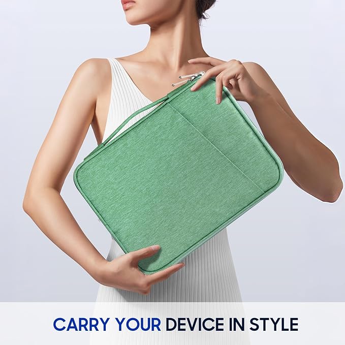 TiMOVO 9-11" Tablet Sleeve Bag for iPad 11-inch A16 2025, iPad 10.9"/10.2"| Air 11 Inch/5th/4th Gen. 10.9", Galaxy Tab A9+/A11Plus 11", Protective Bag with Pockets, Bodhi Green
