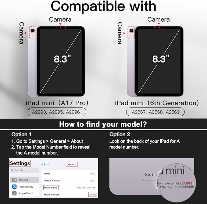 JETech Case for iPad mini (A17 Pro, 2024 Model, 7th) / Mini 6 (2021 Model, 6th) with Pencil Holder, Slim Folio Stand Protective Tablet Cover, Multi-Angle Viewing (Purple)