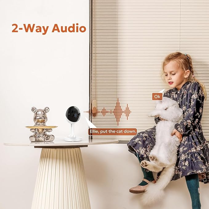 owltron Indoor Security Camera, 2K Cameras for Home Security with Motion Detection, Pet Cam & Baby Monitor with Night Vision, 2.4 GHz WiFi Two-Way Talk, Cloud/SD Storage, Works with Alexa (2 Pack)