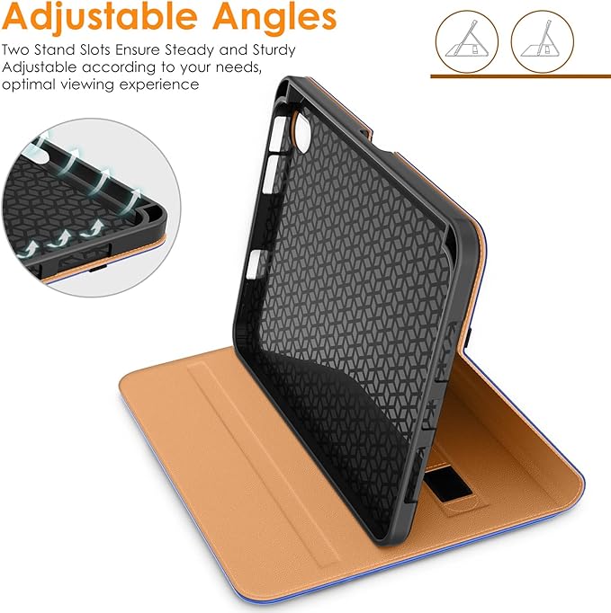 DTTO for iPad mini 7th (A17 Pro) 2024/iPad Mini 6th Generation Case 2021 8.3 Inch, Premium Leather Business Folio Stand Cover for Mini 7/6 with Pencil Holder-Multiple Viewing Angles, Royal Blue