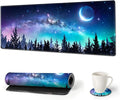 AIMSA Large Gaming Mouse Pad Extended Mouse Pad with Stitched Edge, Keyboard Mouse Mat Non-Slip Rubber Base Desk Pad 31.5x11.8 inch for Office Home Game Work, Forest Moon Sky
