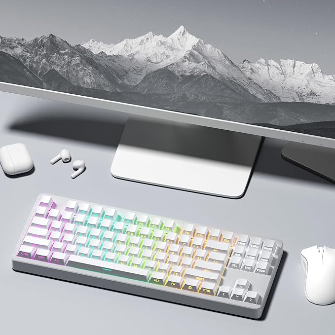 SDYZ White Keycaps - Side Print PBT Keycaps 60 65 75 100 Percent, Double Shot Shine Through Custom Key caps, 132 Keys Set, Cherry Profile, Minimalist Style for Cherry Gateron MX Switche Keyboard