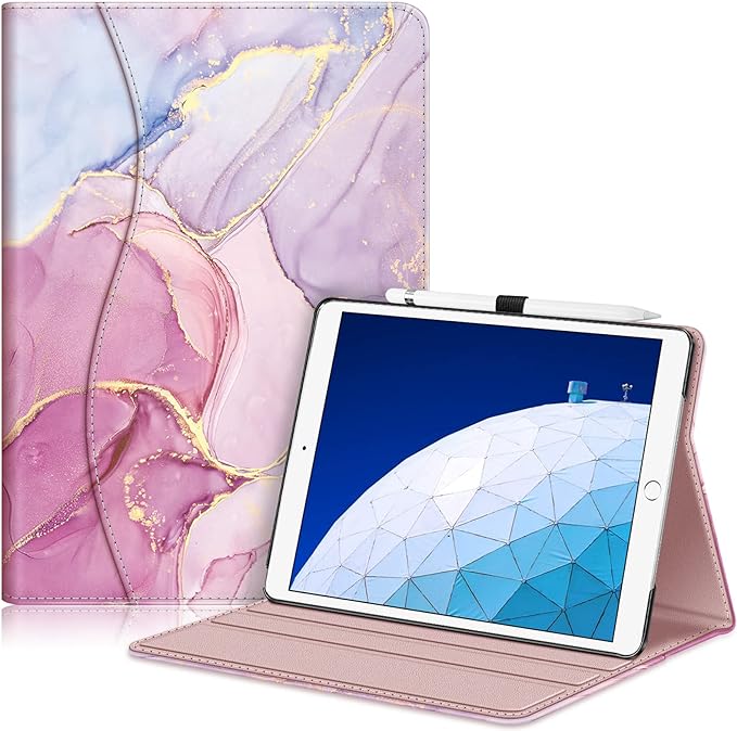 Fintie Case for iPad Air (3rd Gen) 10.5" 2019 / iPad Pro 10.5" 2017- [Sleek Shield] Premium PU Leather Slim Fit Multi Angle Stand Cover with Pocket, Pencil Holder, Auto Wake/Sleep, Dreamy Marble