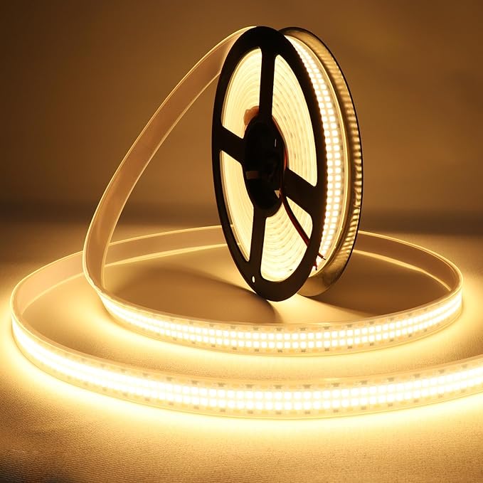 LEDENET LED Strip Lights Warm White 3000K 2400LEDs DC 12V 16.4ft/5M Double Row 2835 SMD LED Tape Light Flexible Dimmable Ribbon Lamp Waterproof IP67 Outdoor Lighting(No Adapater and Dimmer)