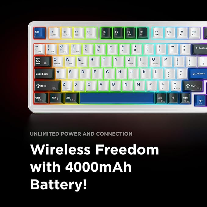 Quell Pro 75% Wireless Mechanical Gaming Keyboard – Hot Swappable Pre-Lubed Switches, Creamy Typing Sound, Smart Screen & Control Knob, RGB Backlit, PBT Keycaps, Compact Keyboard for PC