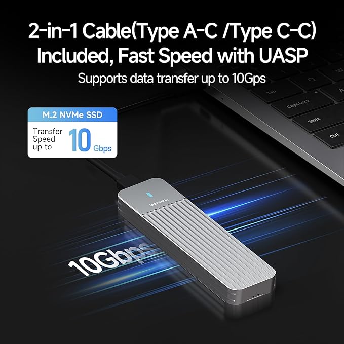 fanxiang SSD Enclosure, USB 3.2 Gen 2 (10 Gbps), M.2 NVME/SATA SSD Enclosure, USB Adapter/Reader, Solid State Drive External Enclosure, Supports M and B+M Keys and Size 2230/2242/2260/2280 SSDs, MD87